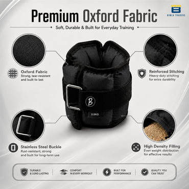 Btag Solid Neoprene Ankle & Wrist Weights | Adjustable Strap | Unisex Leg & Arm Weight Cuffs for Gym, Workout & Training.