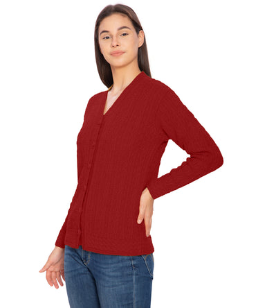 Bimla Traders Women Woolen V-Neck Winter Wear Pure Wool Sweater Cardigan | Pack of 1