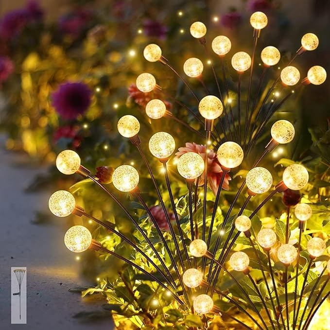 Bimla Traders Garden Solar Light 8 led Swaying Crystal Ball Firefly Flickering Outdoor Waterproof Decorative lamp