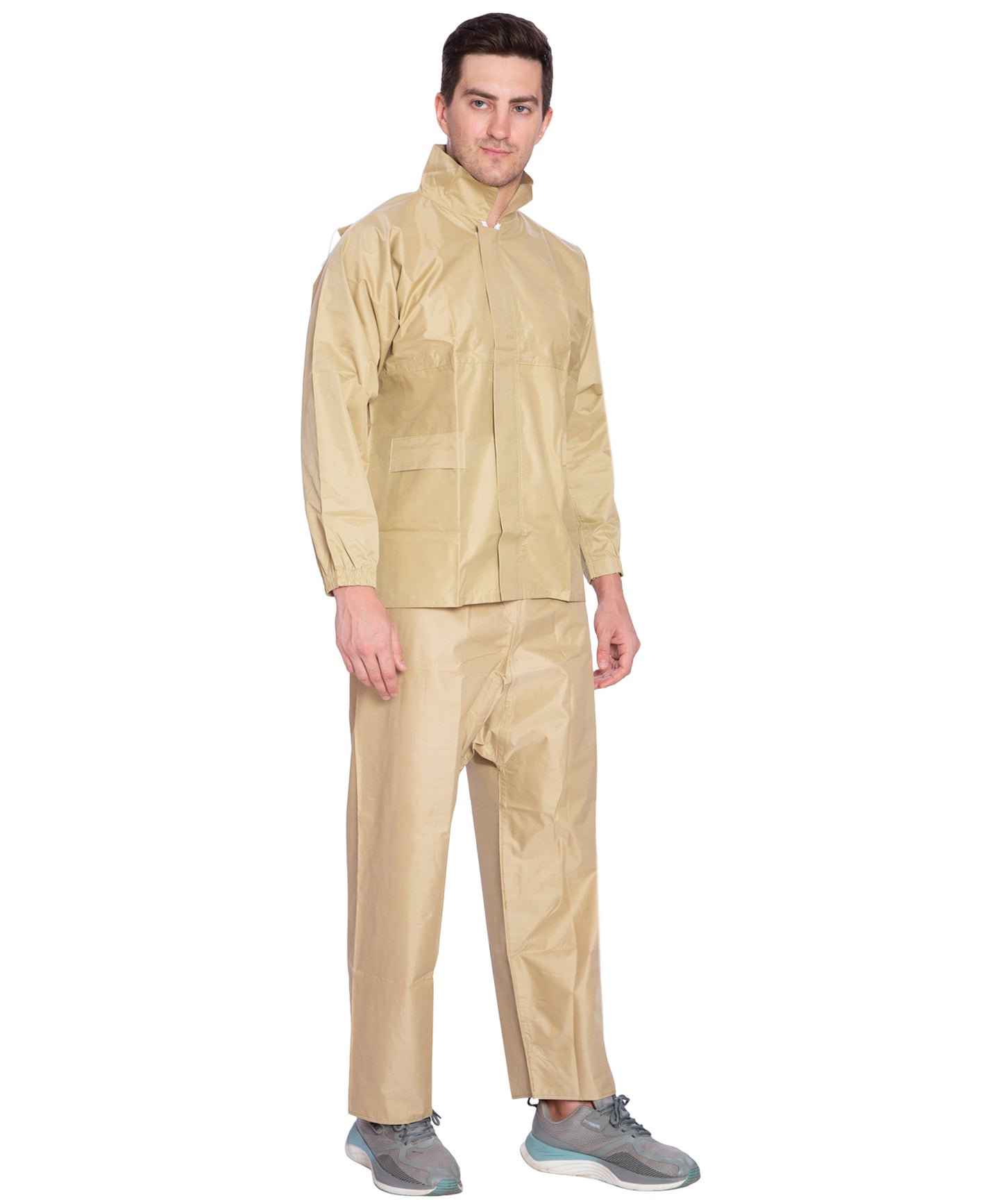 BTfash Waterproof Rainsuit For Men,Men Bike Rain Suit Rain Jacket Suit Inner Mobile Pocket (Color Beige)