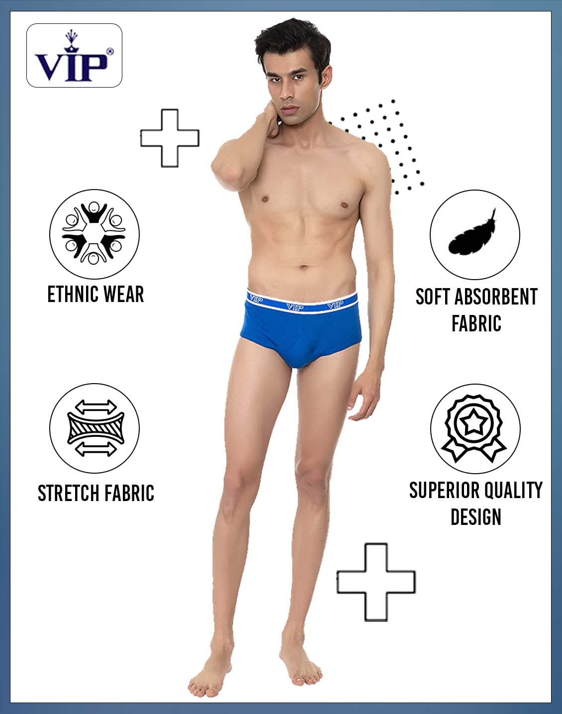VIP Men's Cotton Brief - Pack of 5 ASSORTED