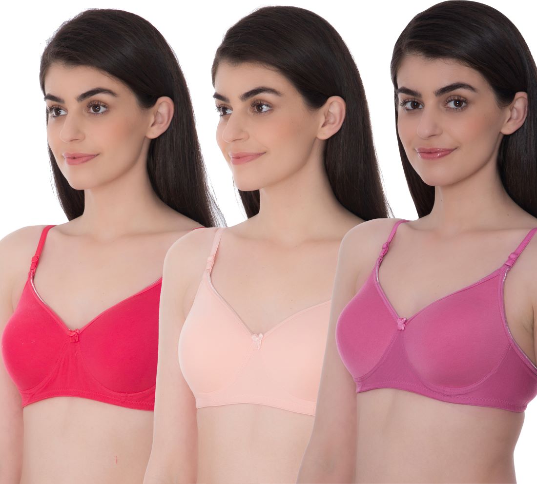 Chahat Women's Cotton Non-Wired Full-Coverage Bra Pack of 3