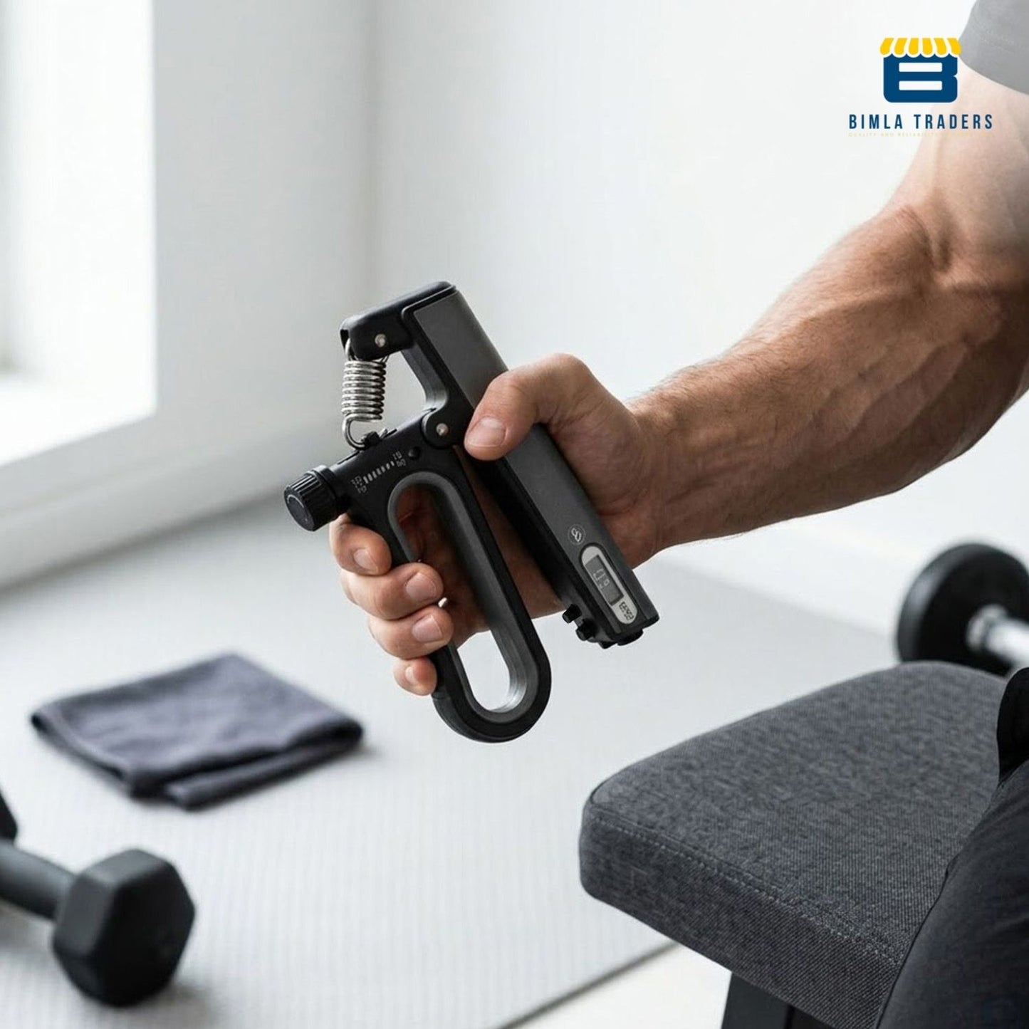 Bimla Traders Hand Gripper with Counter – Adjustable Grip Strengthener, 120 KG Capacity for Forearm, Wrist & Finger Workout Men & Women