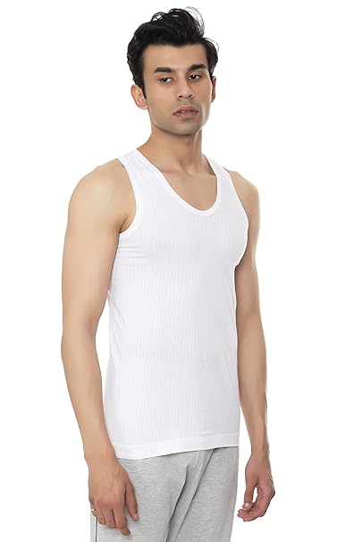 VIP Frenchie Elite Men's Cotton Vest. Pack of 2 (White)