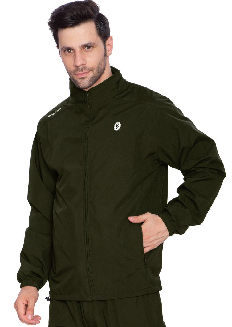 Btag Men's Winter Solid Polyester Full Zip Sportswear Regular Fit Jacket, Pack of 1