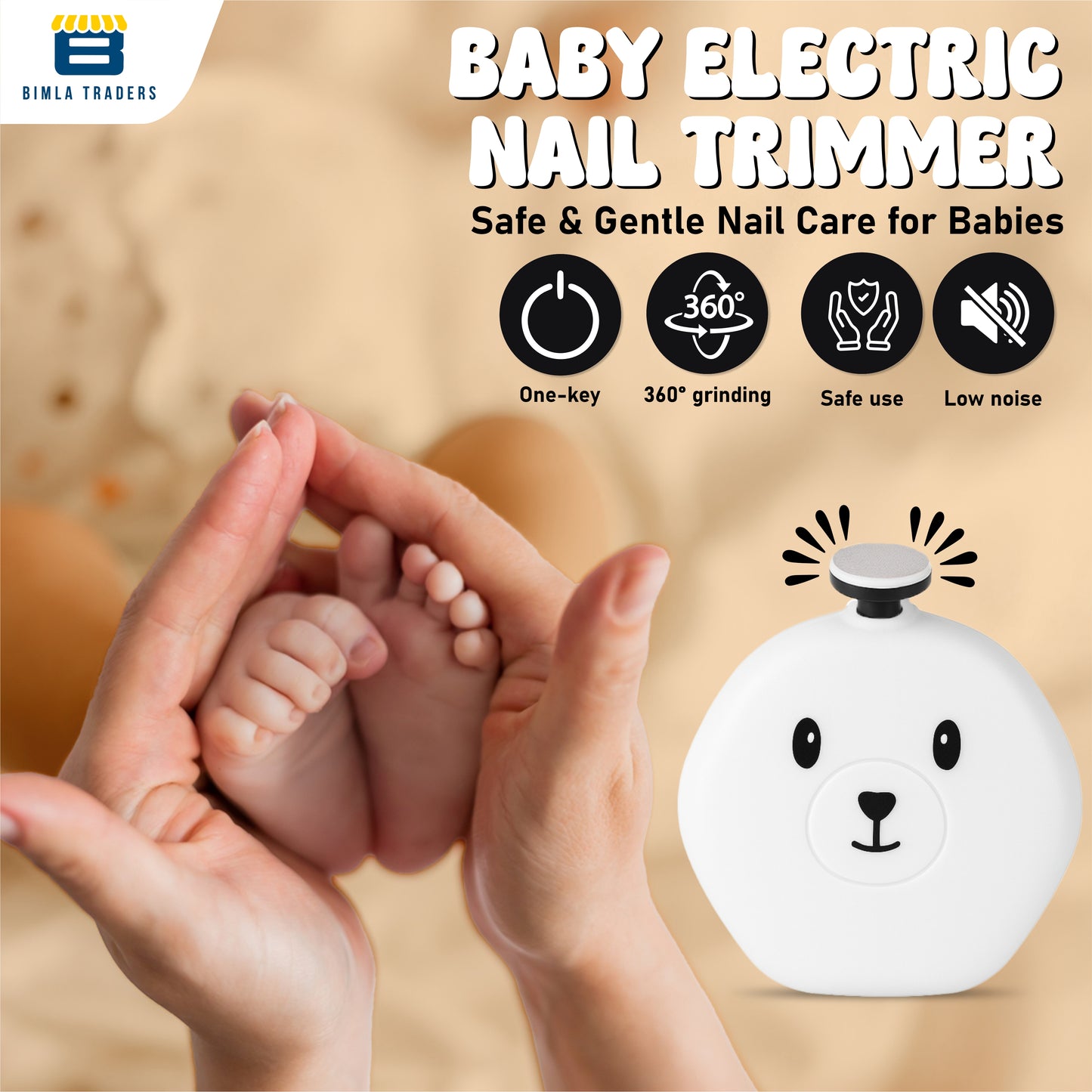 BTfash Baby Nail Trimmer with Grinding Heads, Electric Nail File for Newborns, Infants & Toddlers, Gentle & Safe Nail Care Kit, Quiet Operation, Baby Manicure Set.