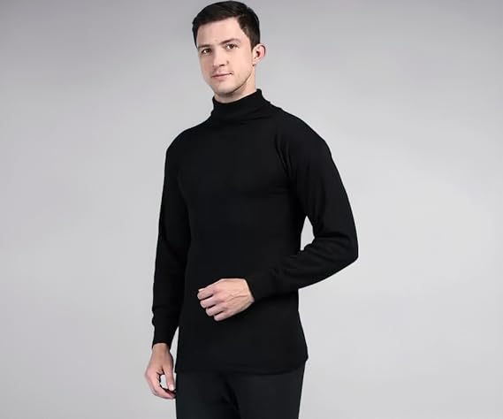 Lux Cott's Wool Men's Cotton Hi-Neck Thermal Top