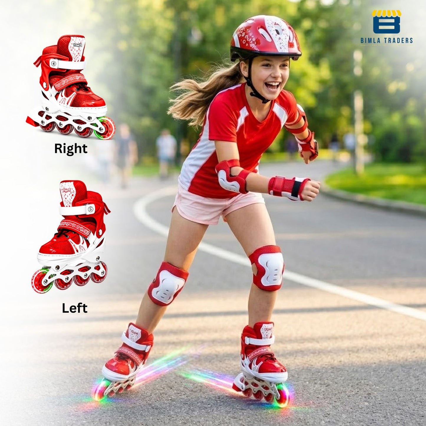Btag Kids Inline Skates with 4 Wheels | Adjustable Roller Skate Shoes for Boys & Girls | Comfortable & Durable Skating Shoes | 1 Pair