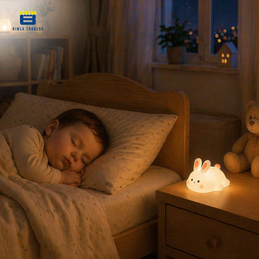 CRAE Kids Cute Little Bunny Night Light | Touch Silicone Animal Night Lamp | Ideal Gift for Boys, Girls, Toddlers, and Nursery (Bunny)