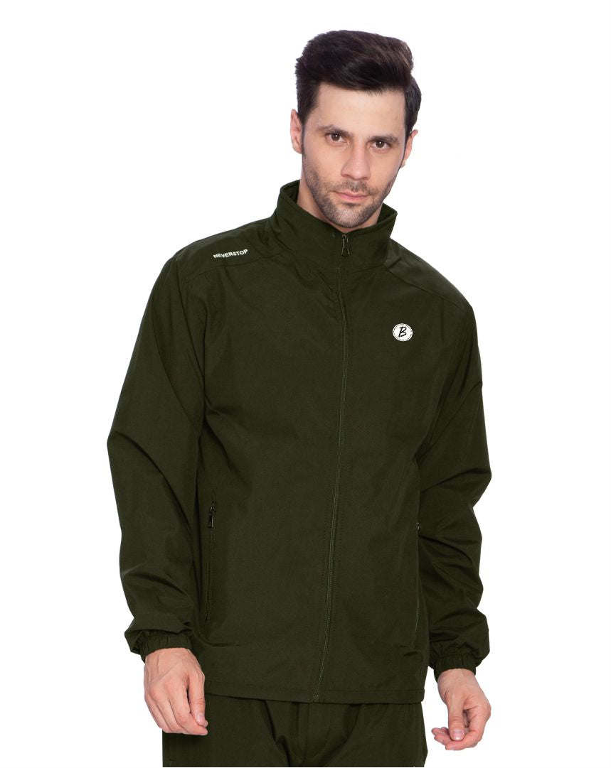 Btag Men's Winter Solid Polyester Full Zip Sportswear Regular Fit Jacket, Pack of 1