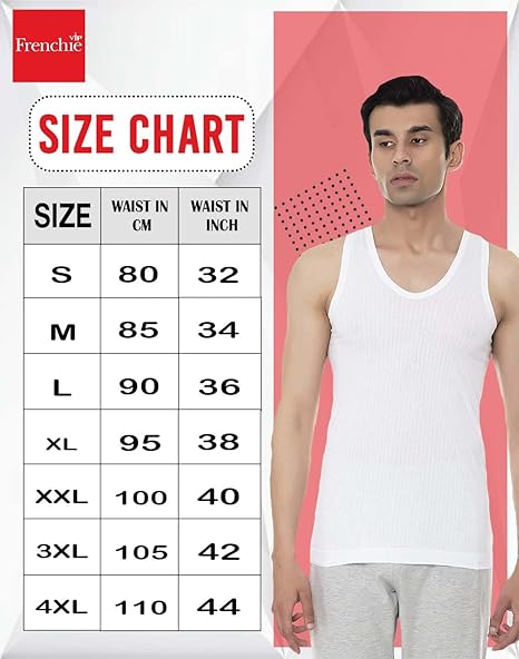 VIP Frenchie Elite Men's Cotton Vest. Pack of 2 (White)