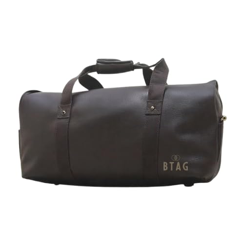 Bimla Traders Leather Duffle Bags for Travelling | 31 Liters Capacity | Leatherette Stylish & Spacious Weekender Duffel Bags for Men and Women, Gym, Sports & Training | Cabin Holiday Bag (Brown)