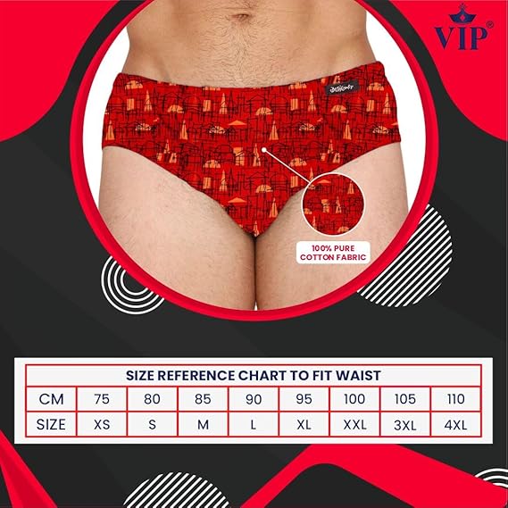 VIP Men's Solid Cotton Briefs with Elasticated Waistband - Soft, Breathable, and Comfortable Underwear for Everyday Wear. Pack of 2