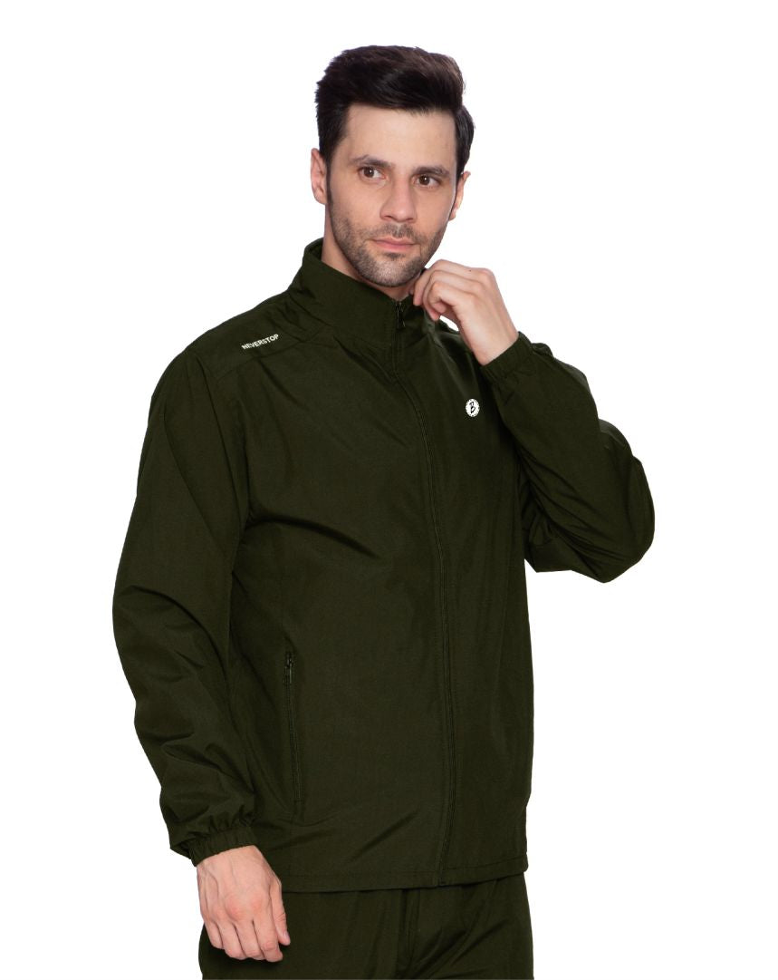 Btag Men's Winter Solid Polyester Full Zip Sportswear Regular Fit Jacket, Pack of 1