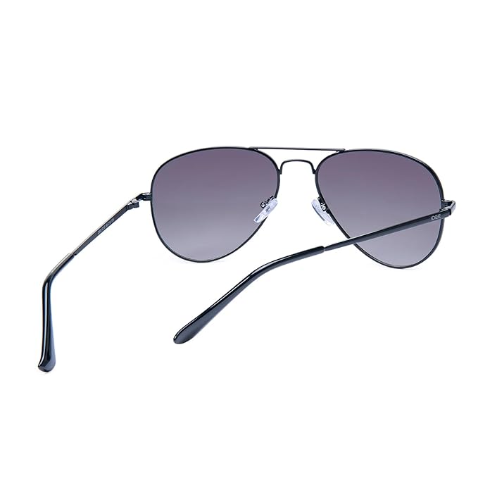 IDEE 100% UV protected sunglasses for Unisex | Size- Large | Shape- Aviator | Model- IDS2500C15SG (Shiny Black)
