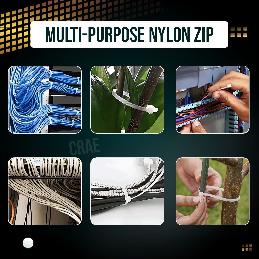 CRAE Nylon Cable Zip Ties Heavy Duty Strong Wire Organizers Self Locking Fasteners
