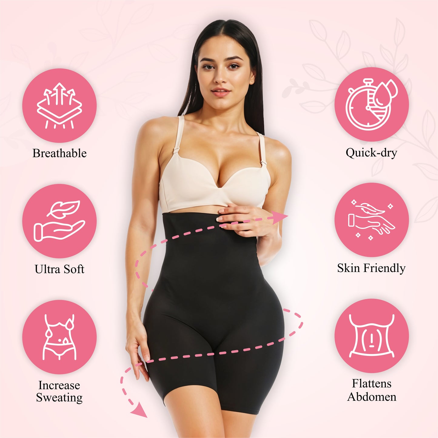 Bimla Traders High Waist Tummy Control Shapewear Shorts | Tummy Tucker| Seamless Body Shaper | Shorts Under Dress | Comfortable | Breathable | Free Size 35 to 75 KG | Skin