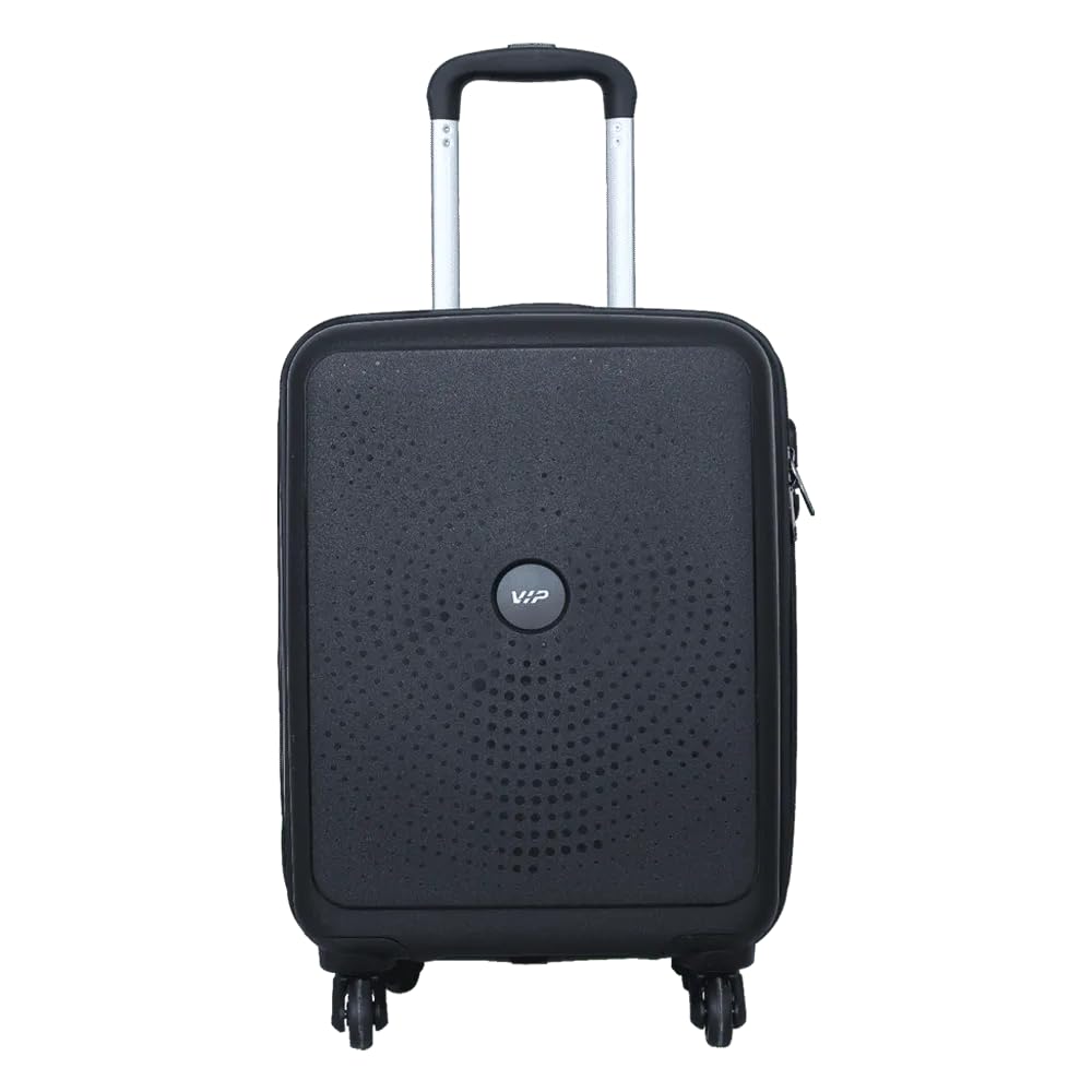 VIP Fiesta Strolly 55cm Polypropylene Trolley Bag | 4 Wheel Spinner Luggage with 360° Rotation | Lightweight & Durable Suitcase (Black, FIESIS55JBK)