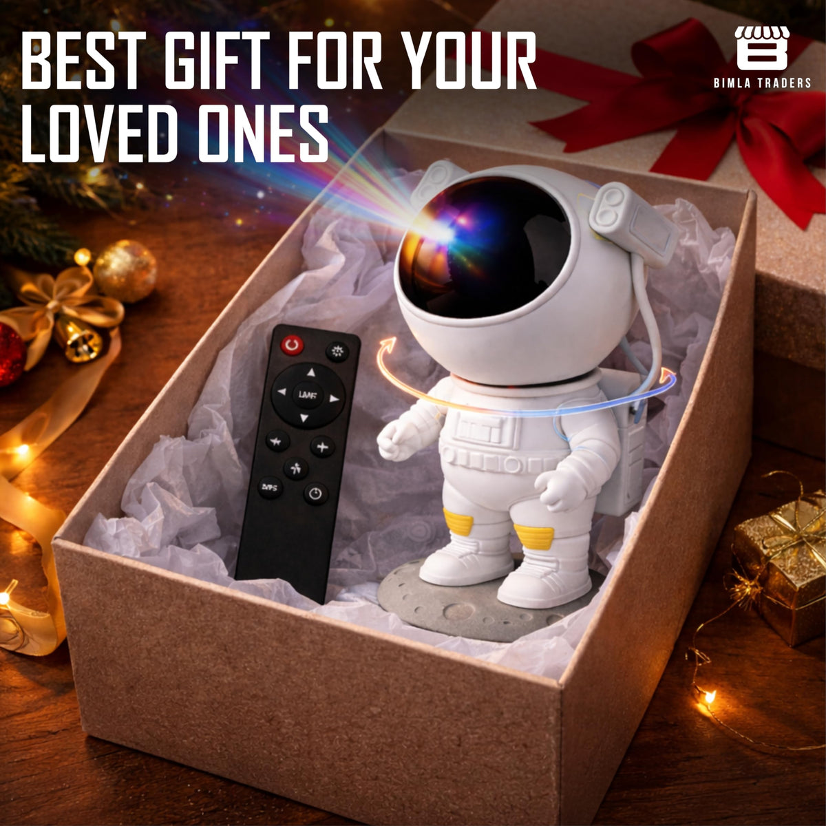 Bimla Traders Astronaut Galaxy Projector Lamp | Space Theme Light Projector for Bedroom, Kids & Home Décor | Adjustable Lighting & Remote Control. Pack of 1 (PL001)