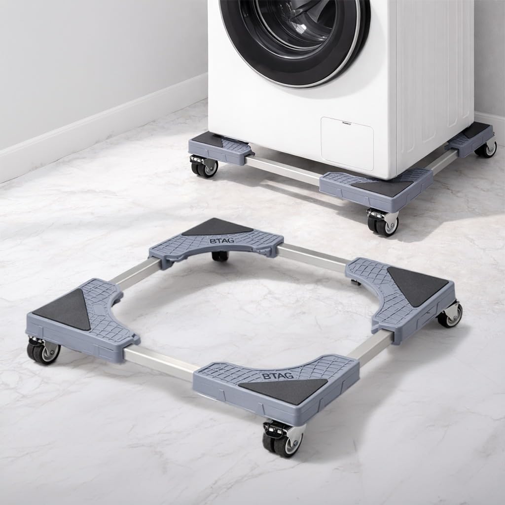 Bimla Traders Heavy-Duty Washing Machine & Refrigerator Stand with 360° Rotating Double Wheels and Wheel Lock System | Anti-Rust Steel Frame