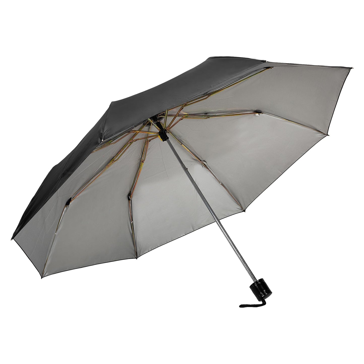 Bimla Traders Round Handle 3 Fold Small size Black Titus Portable Umbrella for Men Women & Kids | UV Protection, Waterproof, Rain, Sunlight Protection