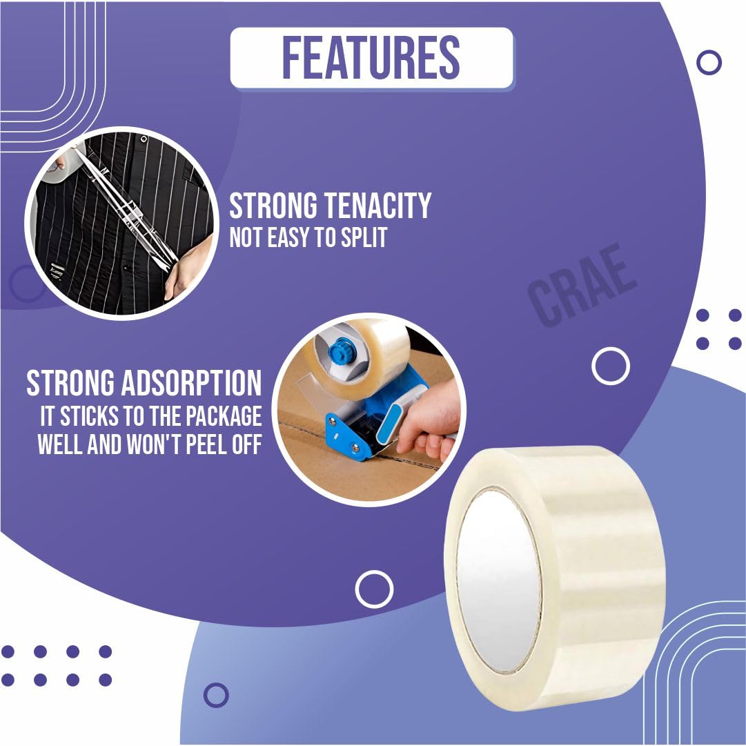 CRAE Brown Packaging Cello Tape For Office, Home and E-Commerce Packing | 100M |