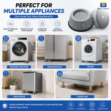 Btag Premium Anti-Vibration Feet Pads Set for Washing Machine & Refrigerator | Easy Installation | Compact Design | Noise & Shock Reduction.