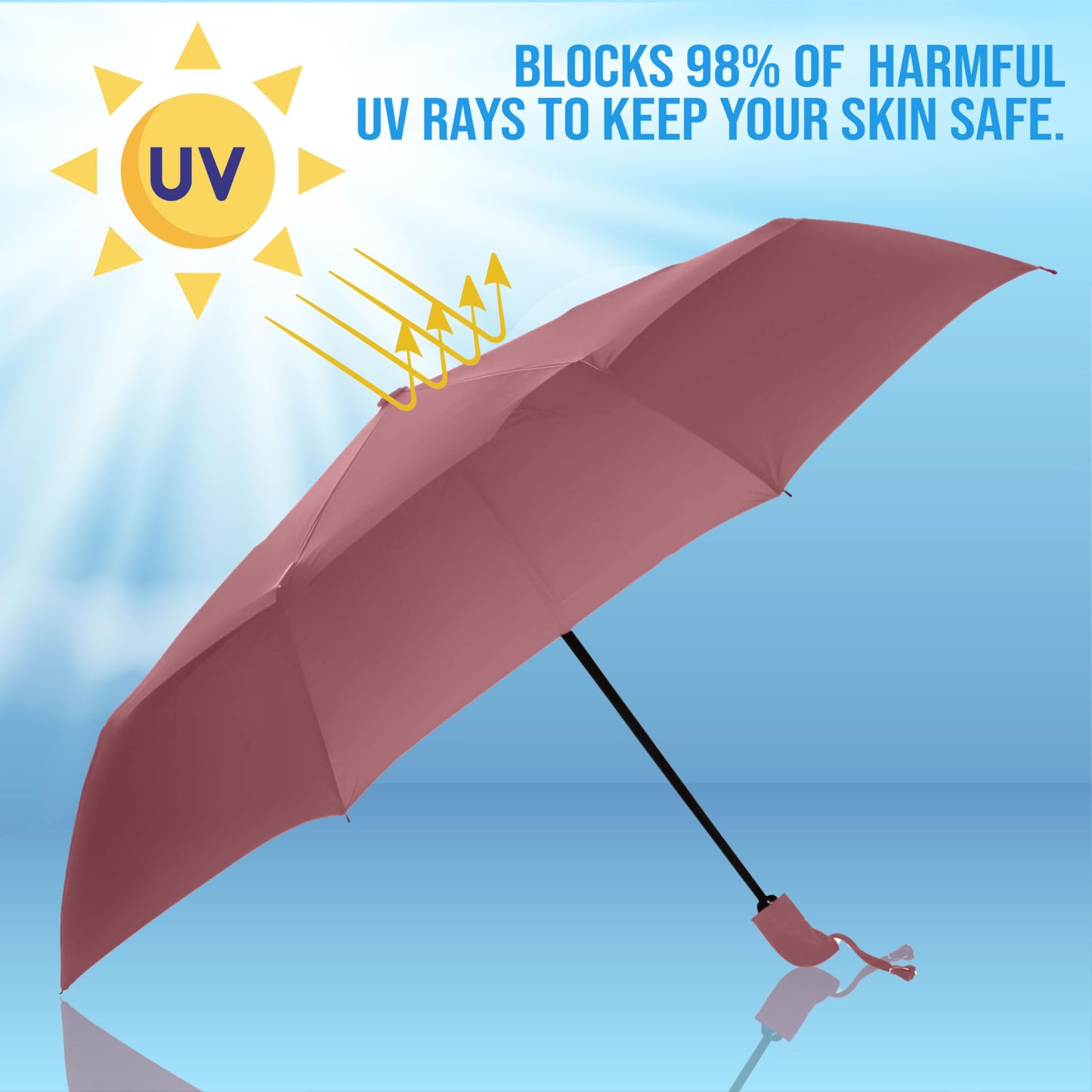 Btag J-Handle 3 Fold Small size Portable Auto Open Umbrella for Men Women & Kids | UV Protection, Waterproof, Rain, Sunlight Protection | Pack of 1