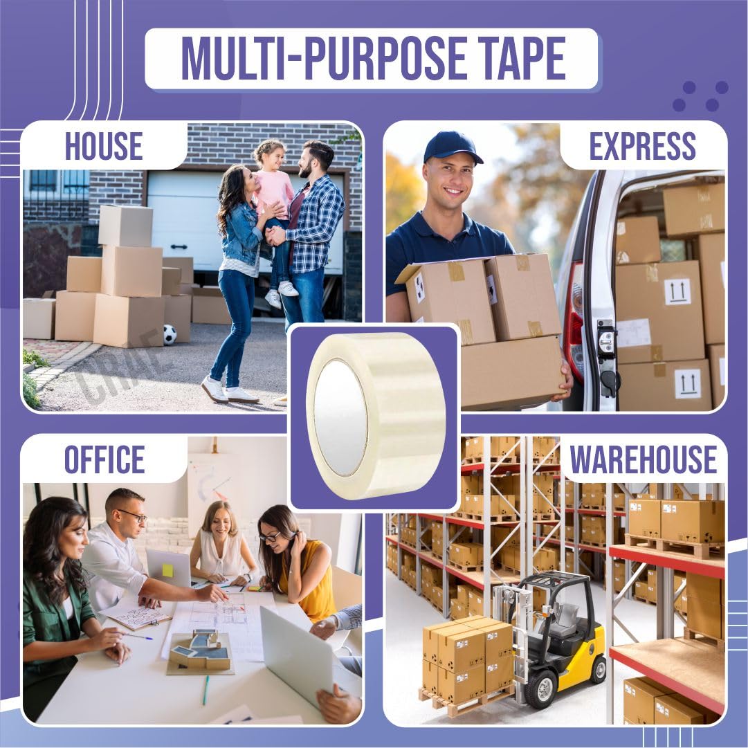 CRAE Brown Packaging Cello Tape For Office, Home and E-Commerce Packing | 100M |