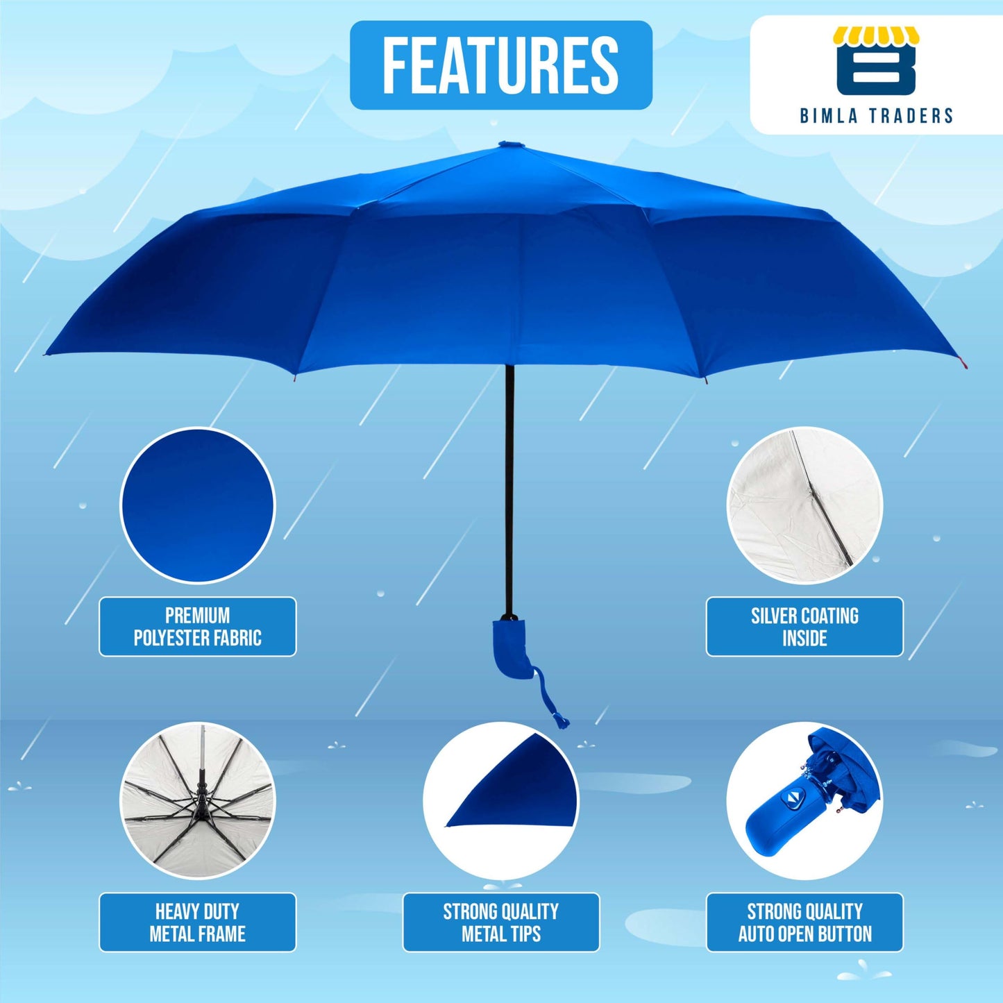 Btag J-Handle 3 Fold Small size Portable Auto Open Umbrella for Men Women & Kids | UV Protection, Waterproof, Rain, Sunlight Protection | Pack of 1