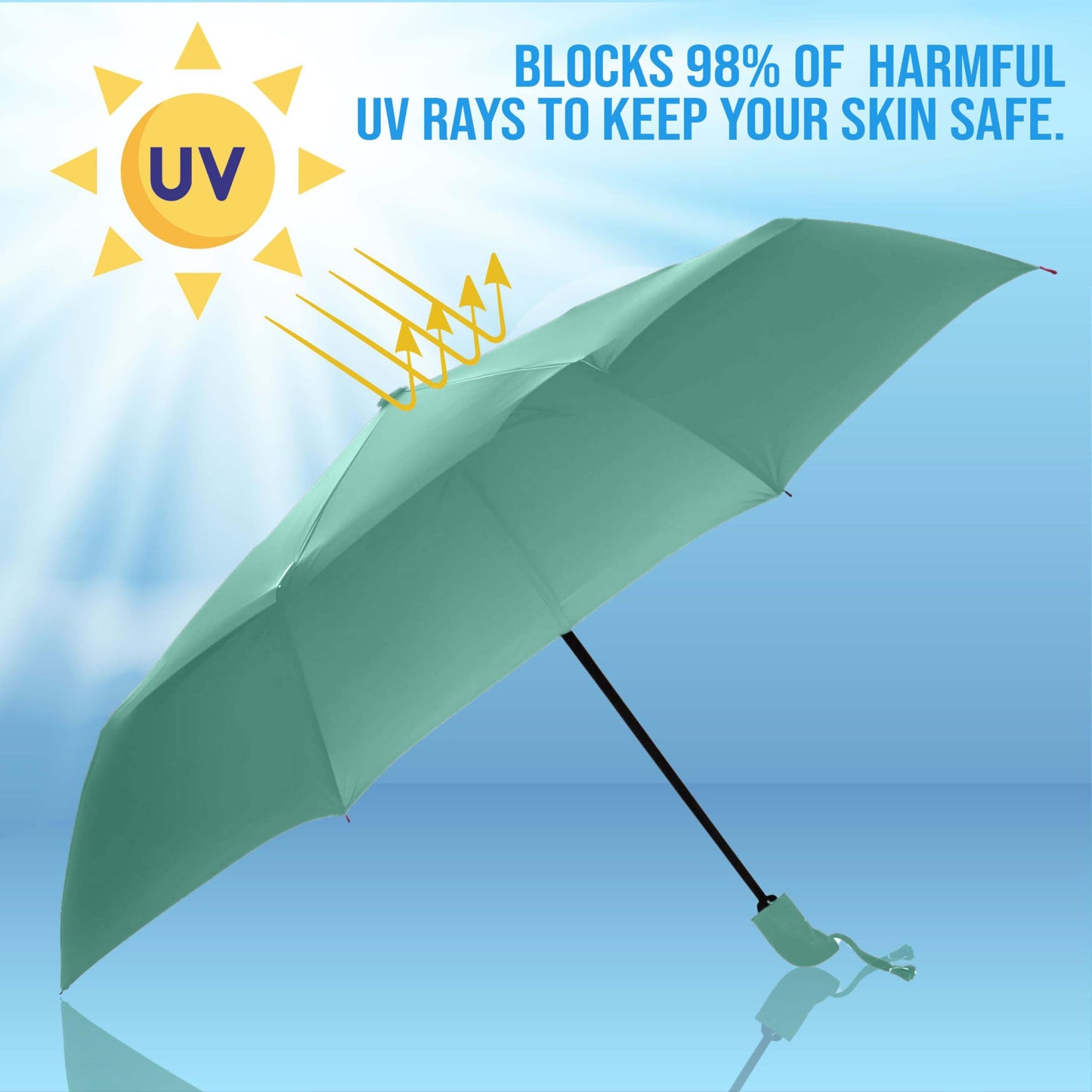 Btag J-Handle 3 Fold Small size Portable Auto Open Umbrella for Men Women & Kids | UV Protection, Waterproof, Rain, Sunlight Protection | Pack of 1
