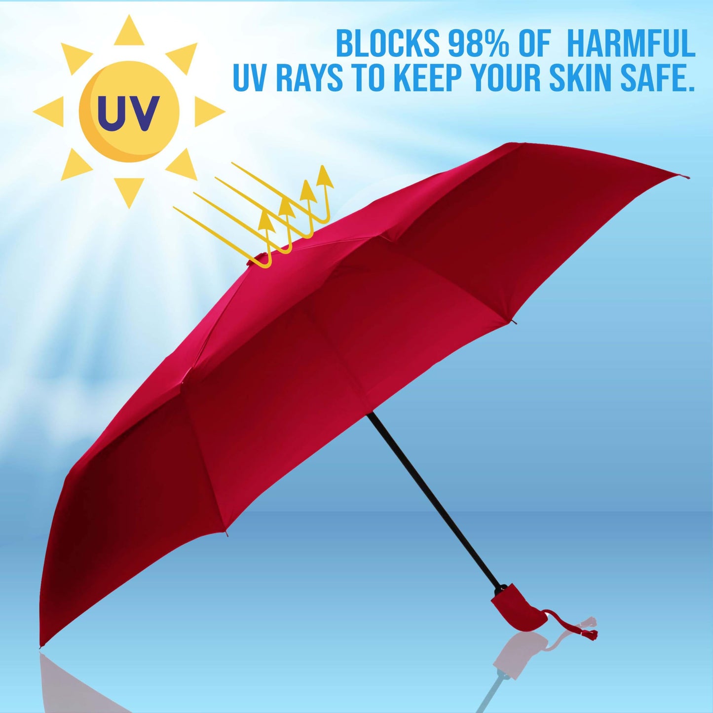 Btag J-Handle 3 Fold Small size Portable Auto Open Umbrella for Men Women & Kids | UV Protection, Waterproof, Rain, Sunlight Protection | Pack of 1