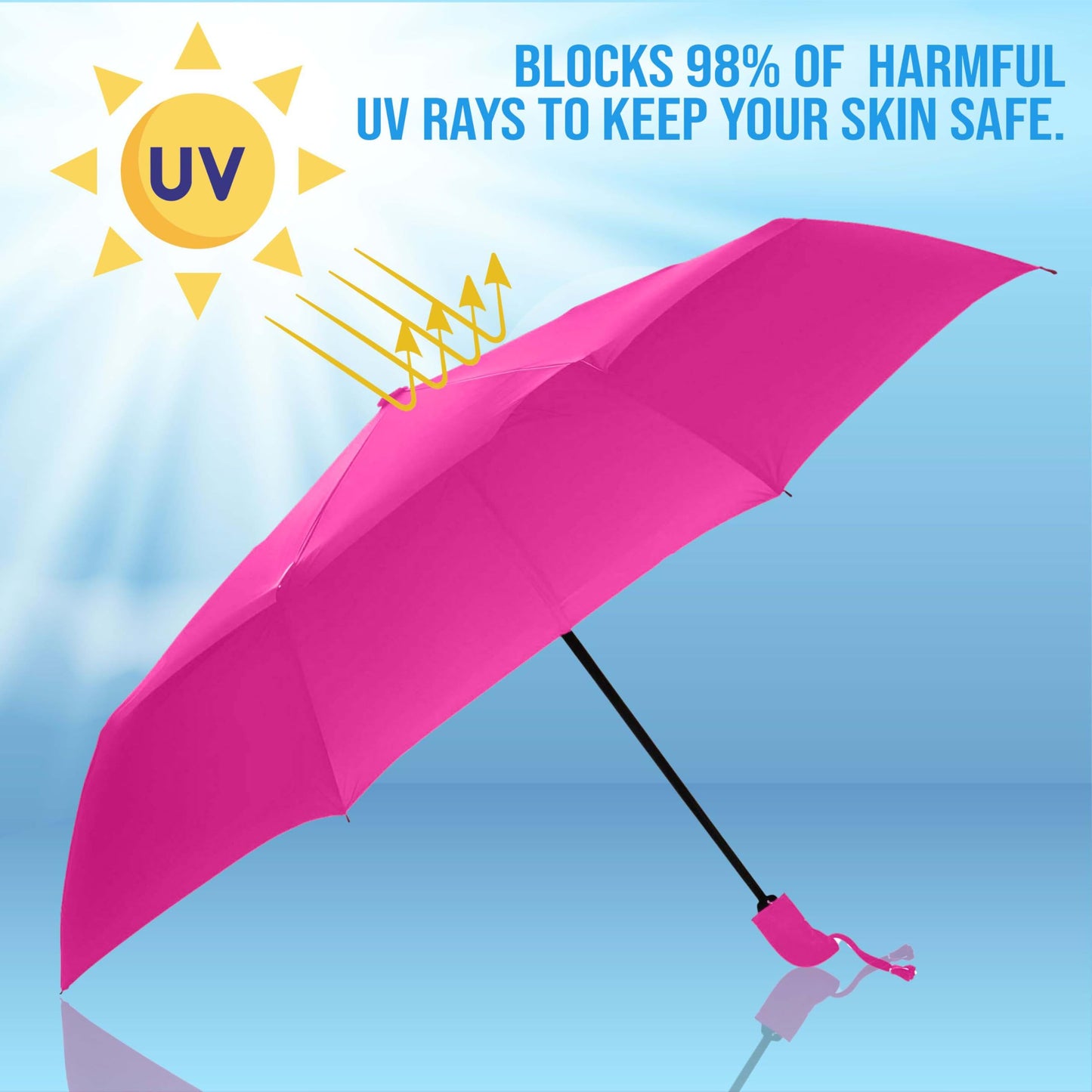 Btag J-Handle 3 Fold Small size Portable Auto Open Umbrella for Men Women & Kids | UV Protection, Waterproof, Rain, Sunlight Protection | Pack of 1