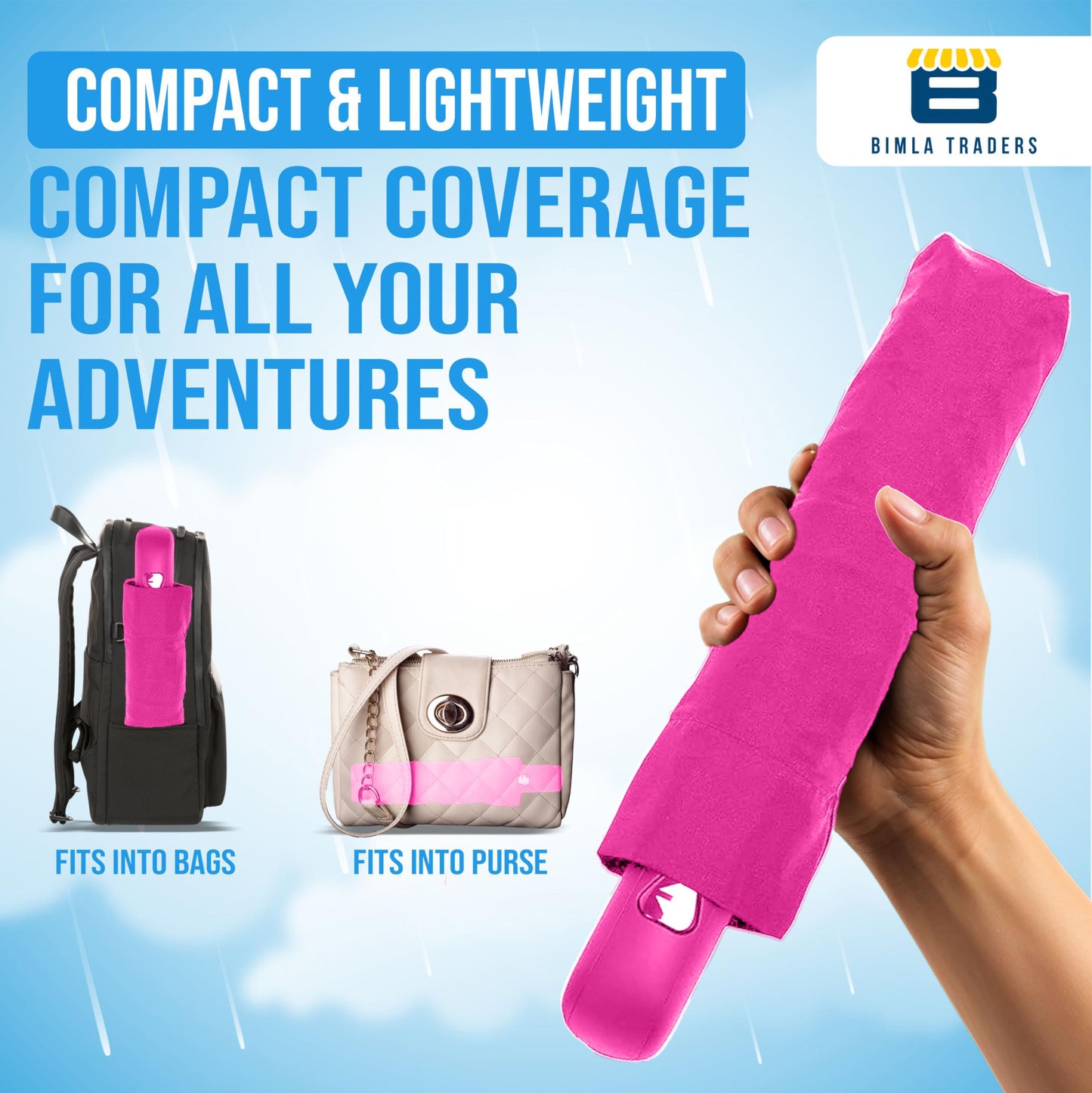 Btag J-Handle 3 Fold Small size Portable Auto Open Umbrella for Men Women & Kids | UV Protection, Waterproof, Rain, Sunlight Protection | Pack of 1