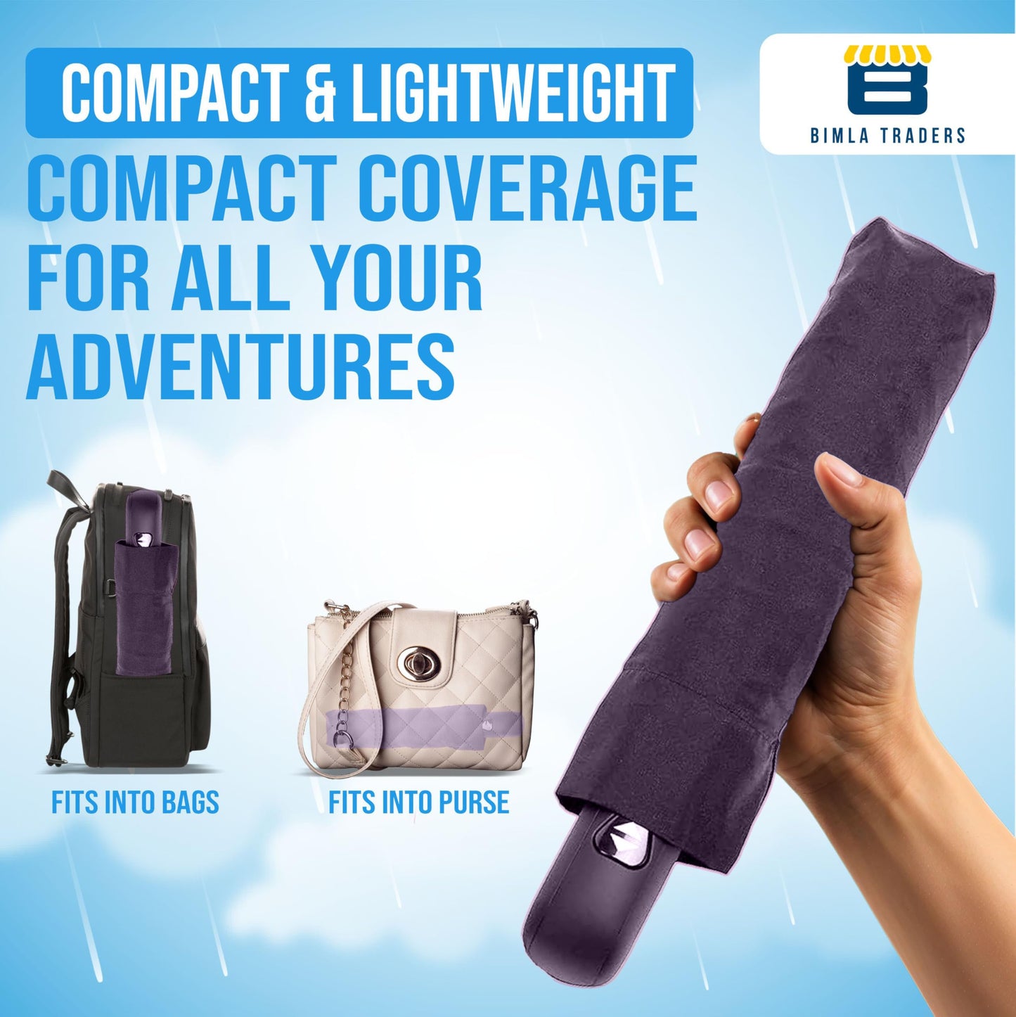 Btag J-Handle 3 Fold Small size Portable Auto Open Umbrella for Men Women & Kids | UV Protection, Waterproof, Rain, Sunlight Protection | Pack of 1