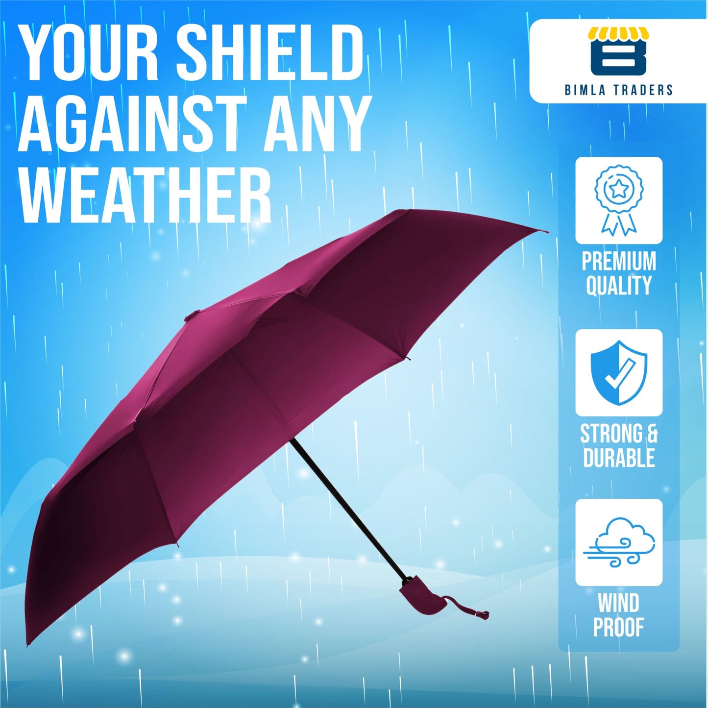 Btag J-Handle 3 Fold Small size Portable Auto Open Umbrella for Men Women & Kids | UV Protection, Waterproof, Rain, Sunlight Protection | Pack of 1