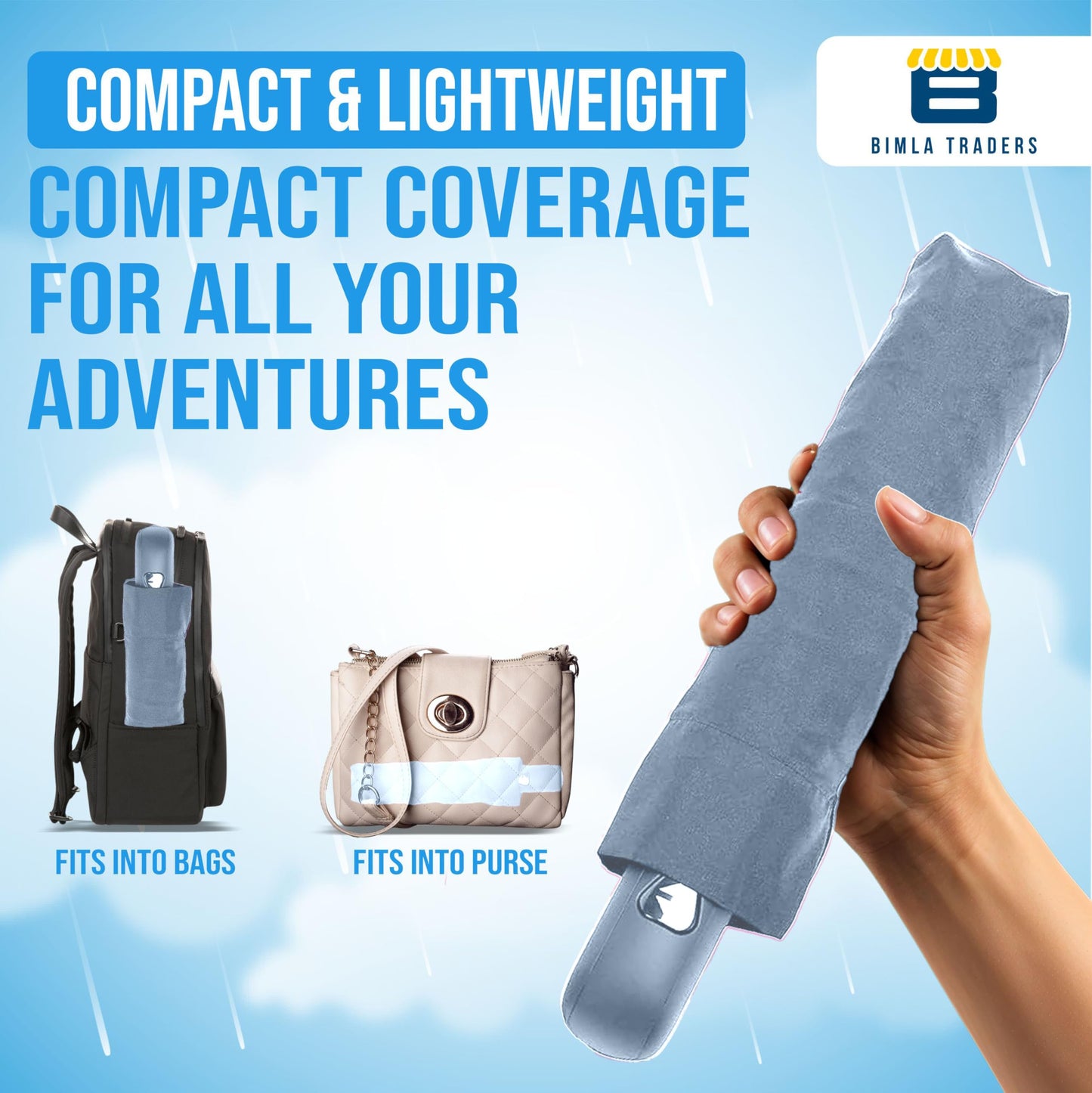 Btag J-Handle 3 Fold Small size Portable Auto Open Umbrella for Men Women & Kids | UV Protection, Waterproof, Rain, Sunlight Protection | Pack of 1