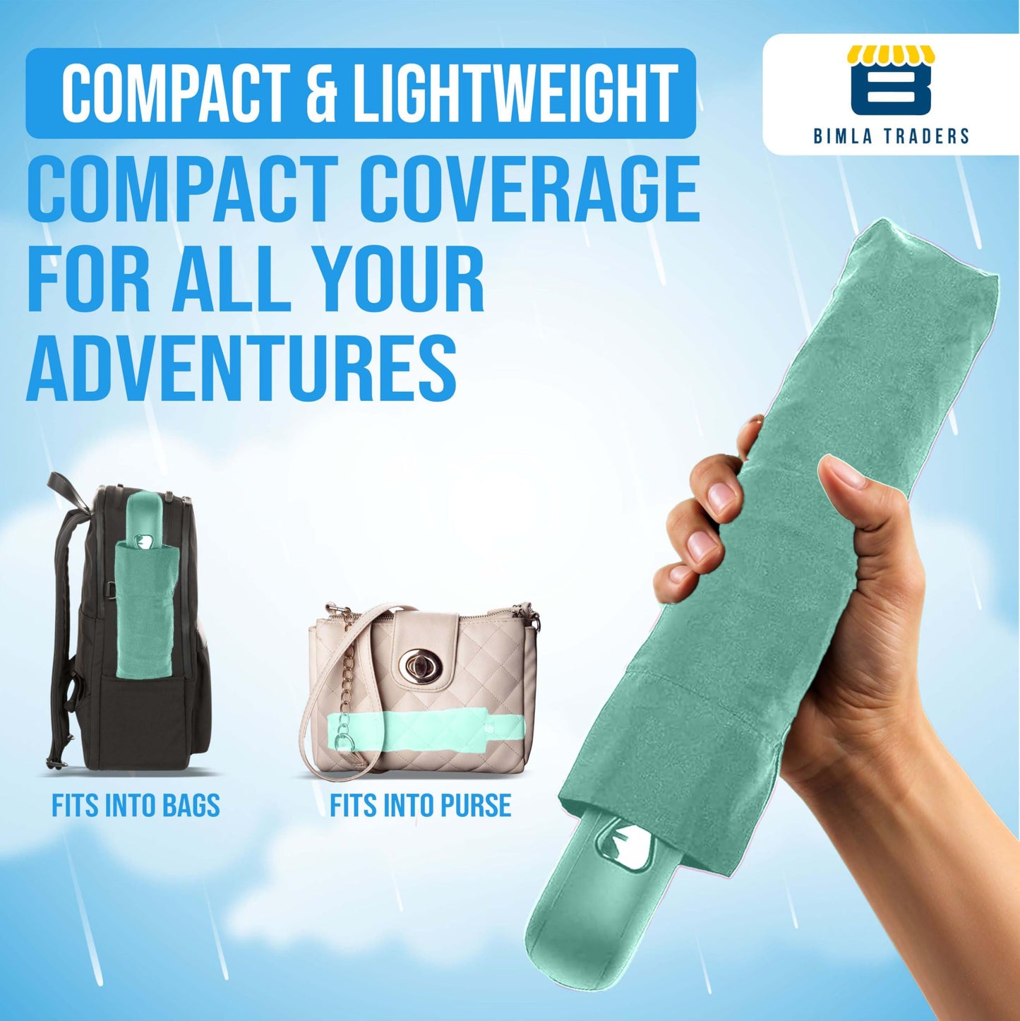 Btag J-Handle 3 Fold Small size Portable Auto Open Umbrella for Men Women & Kids | UV Protection, Waterproof, Rain, Sunlight Protection | Pack of 1