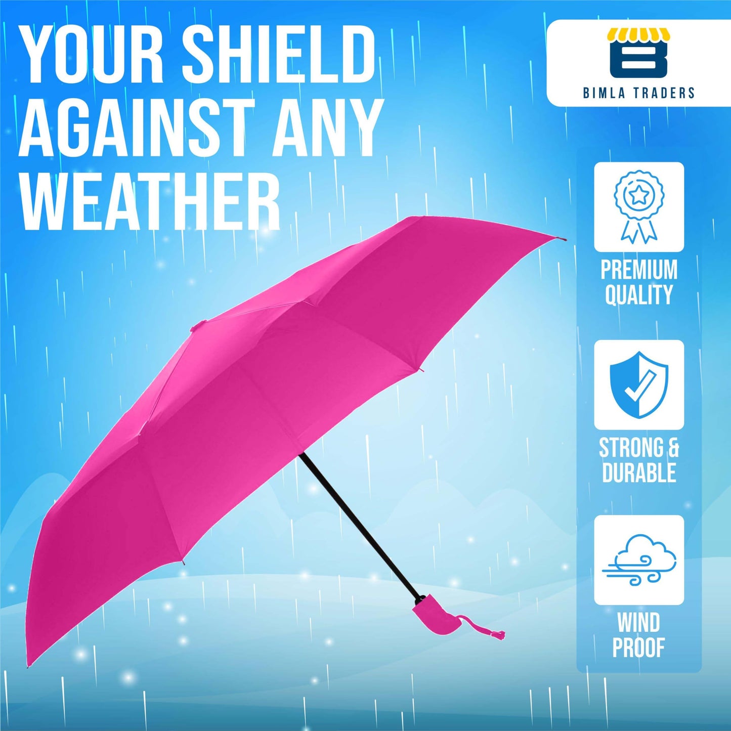 Btag J-Handle 3 Fold Small size Portable Auto Open Umbrella for Men Women & Kids | UV Protection, Waterproof, Rain, Sunlight Protection | Pack of 1