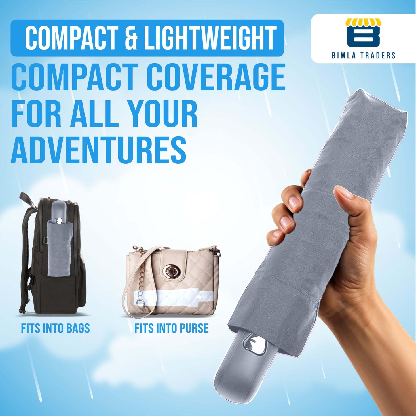 Btag J-Handle 3 Fold Small size Portable Auto Open Umbrella for Men Women & Kids | UV Protection, Waterproof, Rain, Sunlight Protection | Pack of 1