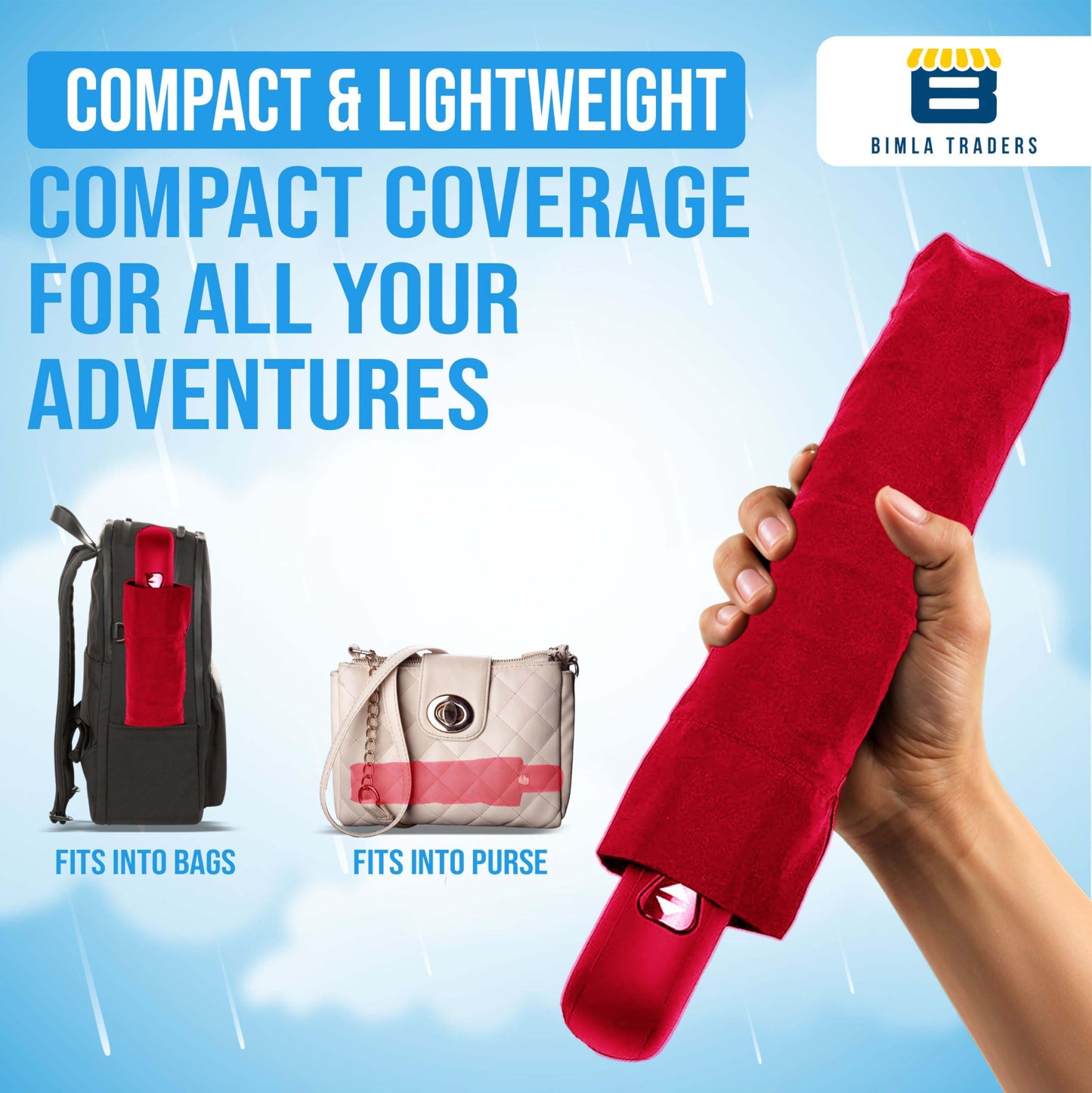 Btag J-Handle 3 Fold Small size Portable Auto Open Umbrella for Men Women & Kids | UV Protection, Waterproof, Rain, Sunlight Protection | Pack of 1