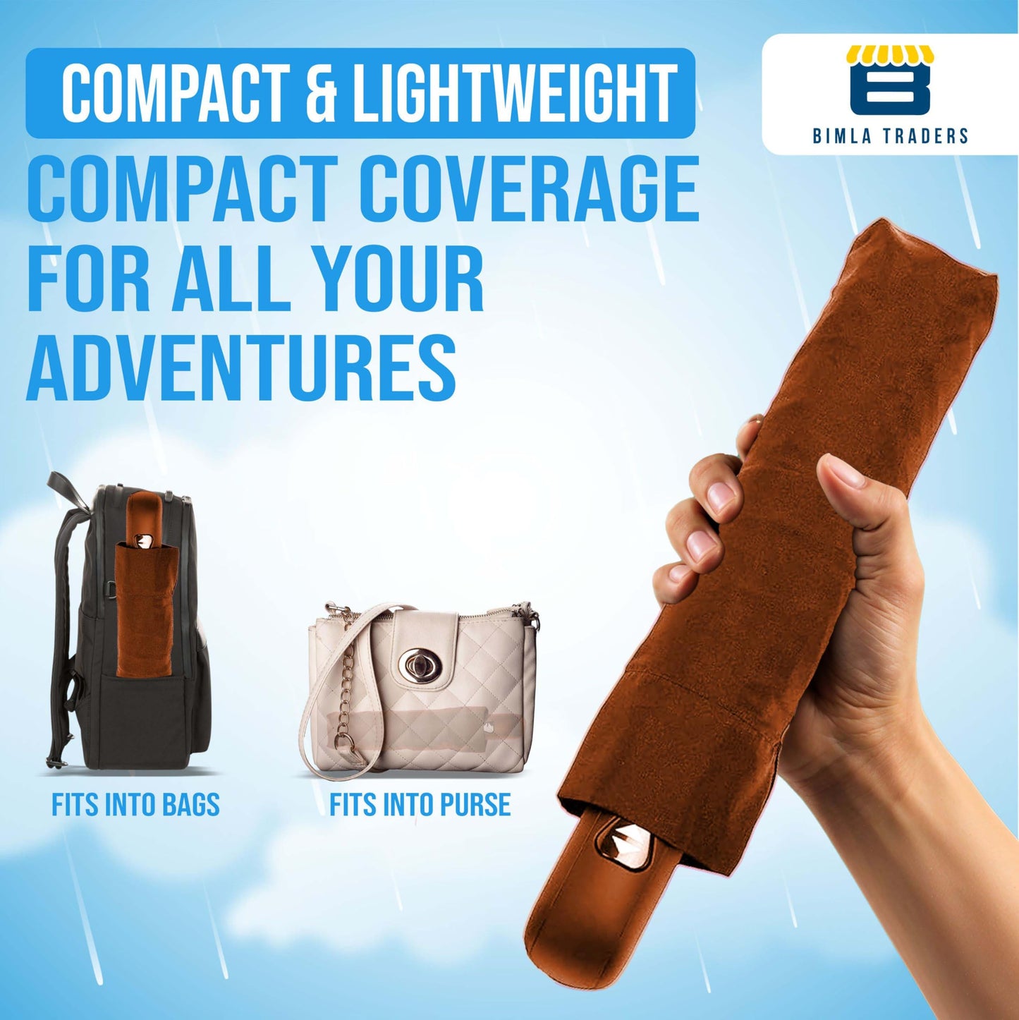 Btag J-Handle 3 Fold Small size Portable Auto Open Umbrella for Men Women & Kids | UV Protection, Waterproof, Rain, Sunlight Protection | Pack of 1