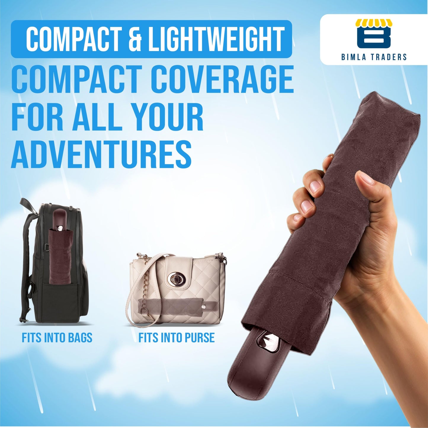 Btag J-Handle 3 Fold Small size Portable Auto Open Umbrella for Men Women & Kids | UV Protection, Waterproof, Rain, Sunlight Protection | Pack of 1