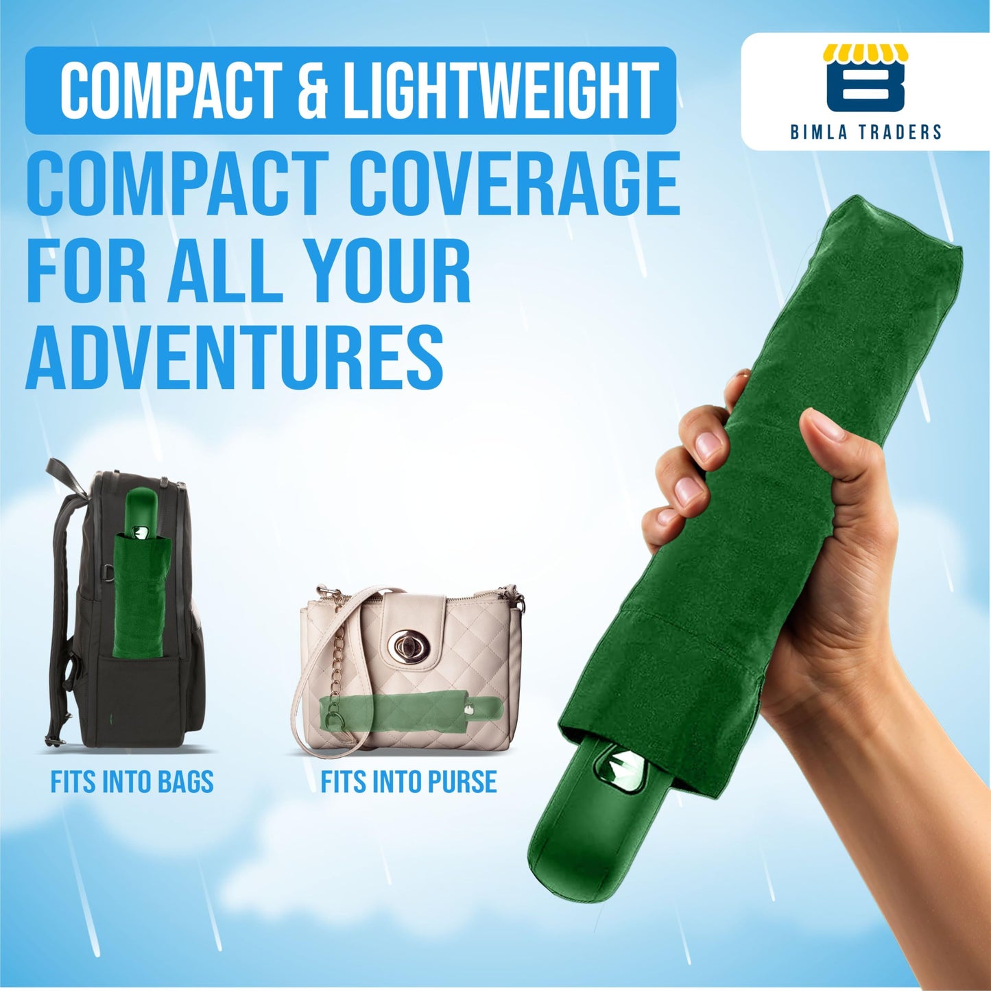 Btag J-Handle 3 Fold Small size Portable Auto Open Umbrella for Men Women & Kids | UV Protection, Waterproof, Rain, Sunlight Protection | Pack of 1