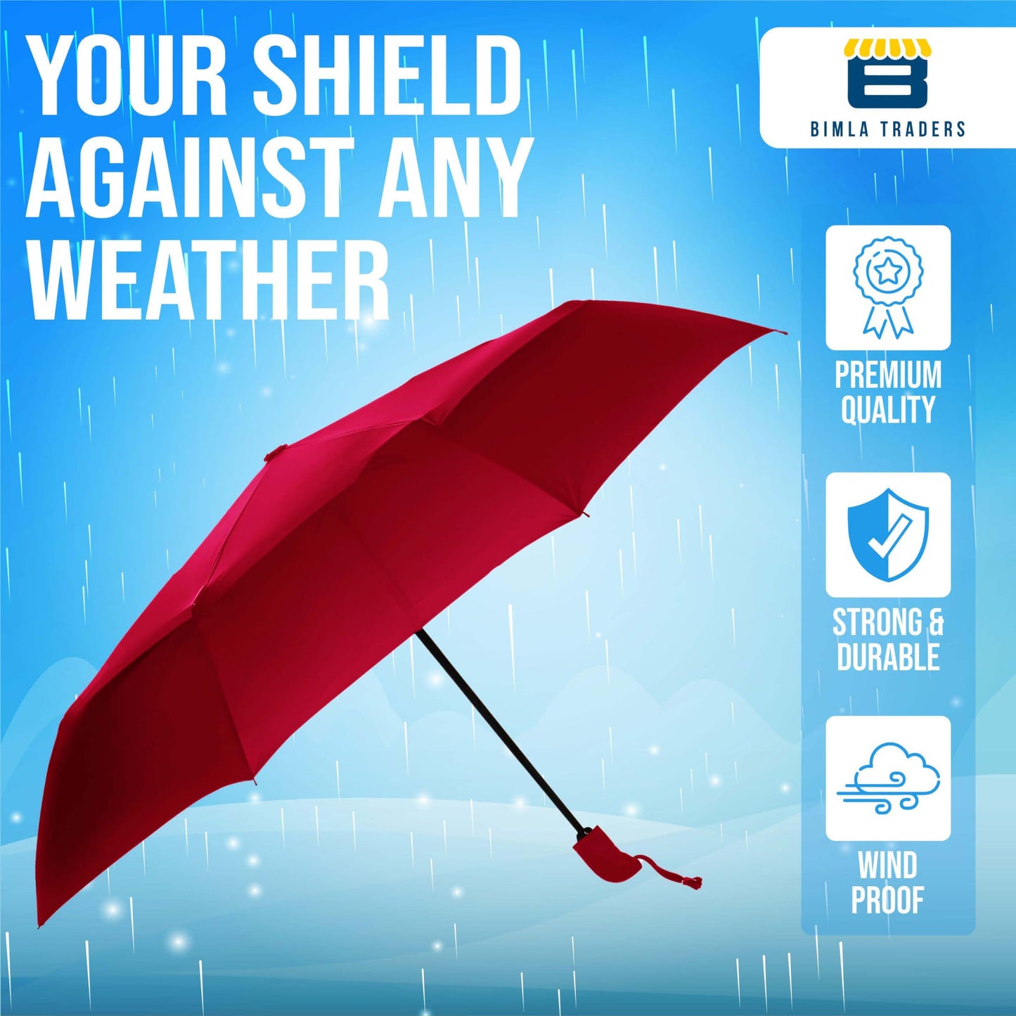 Btag J-Handle 3 Fold Small size Portable Auto Open Umbrella for Men Women & Kids | UV Protection, Waterproof, Rain, Sunlight Protection | Pack of 1