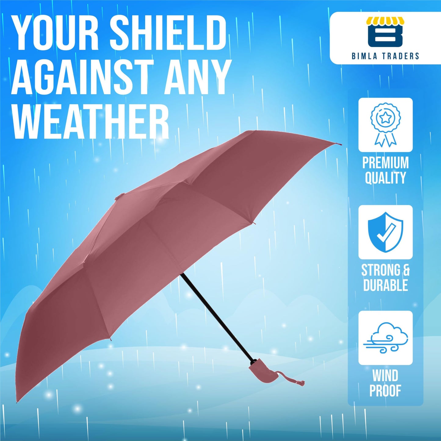 Btag J-Handle 3 Fold Small size Portable Auto Open Umbrella for Men Women & Kids | UV Protection, Waterproof, Rain, Sunlight Protection | Pack of 1