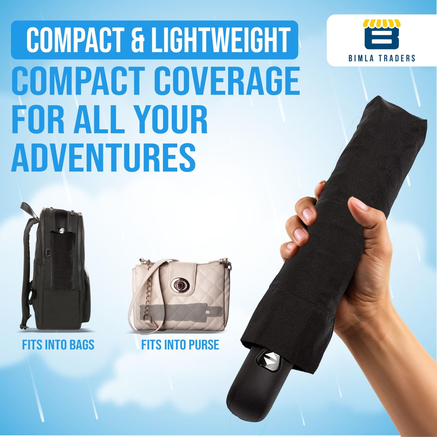 Btag J-Handle 3 Fold Small size Portable Auto Open Umbrella for Men Women & Kids | UV Protection, Waterproof, Rain, Sunlight Protection | Pack of 1
