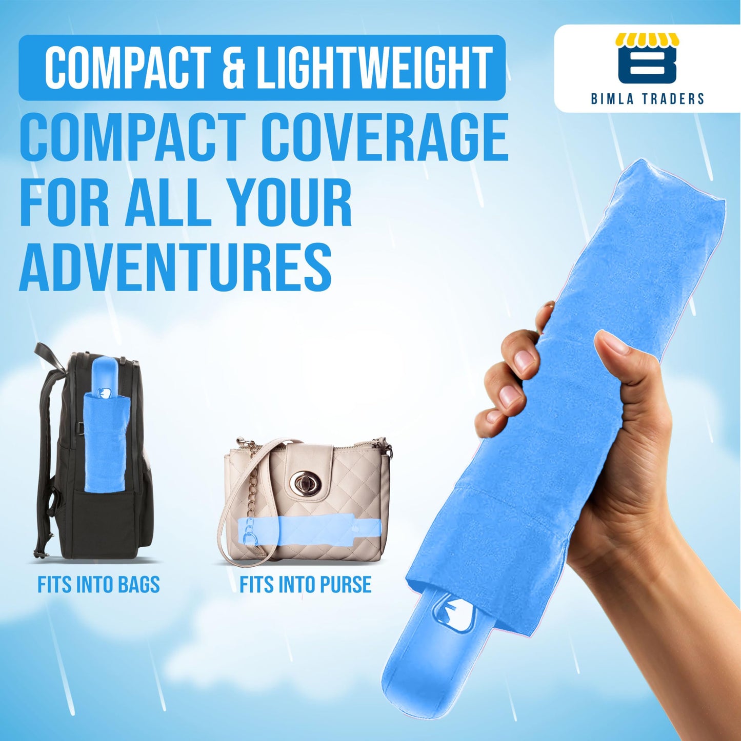 Btag J-Handle 3 Fold Small size Portable Auto Open Umbrella for Men Women & Kids | UV Protection, Waterproof, Rain, Sunlight Protection | Pack of 1