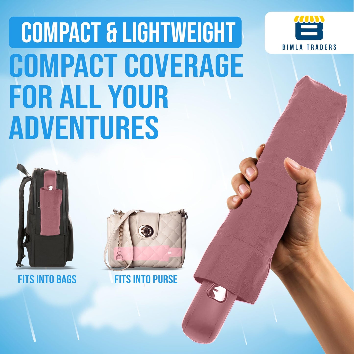 Btag J-Handle 3 Fold Small size Portable Auto Open Umbrella for Men Women & Kids | UV Protection, Waterproof, Rain, Sunlight Protection | Pack of 1