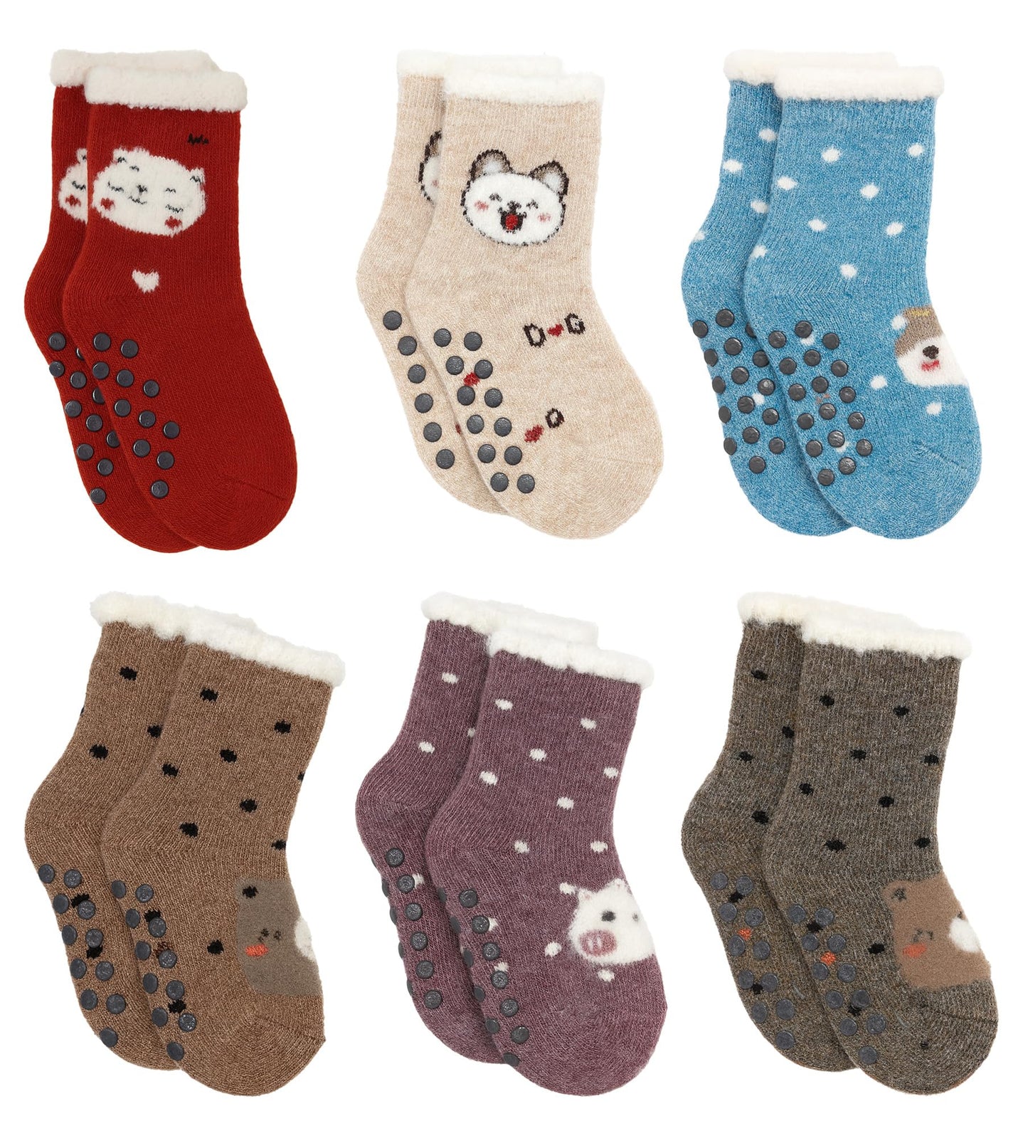 Bimla Traders Warm Woolen Fur Baby Socks | Ultra-Soft & Cozy Winter Socks | Thick, Super Cozy & Gentle on Skin |Perfect for Newborns, Infants & Toddlers | Ultra-Comfortable & Cute Design (Assorted_PO6)